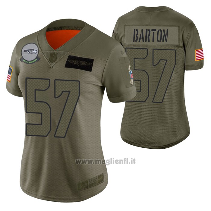 Maglia NFL Limited Donna Seattle Seahawks Cody Barton 2019 Salute To Service Verde